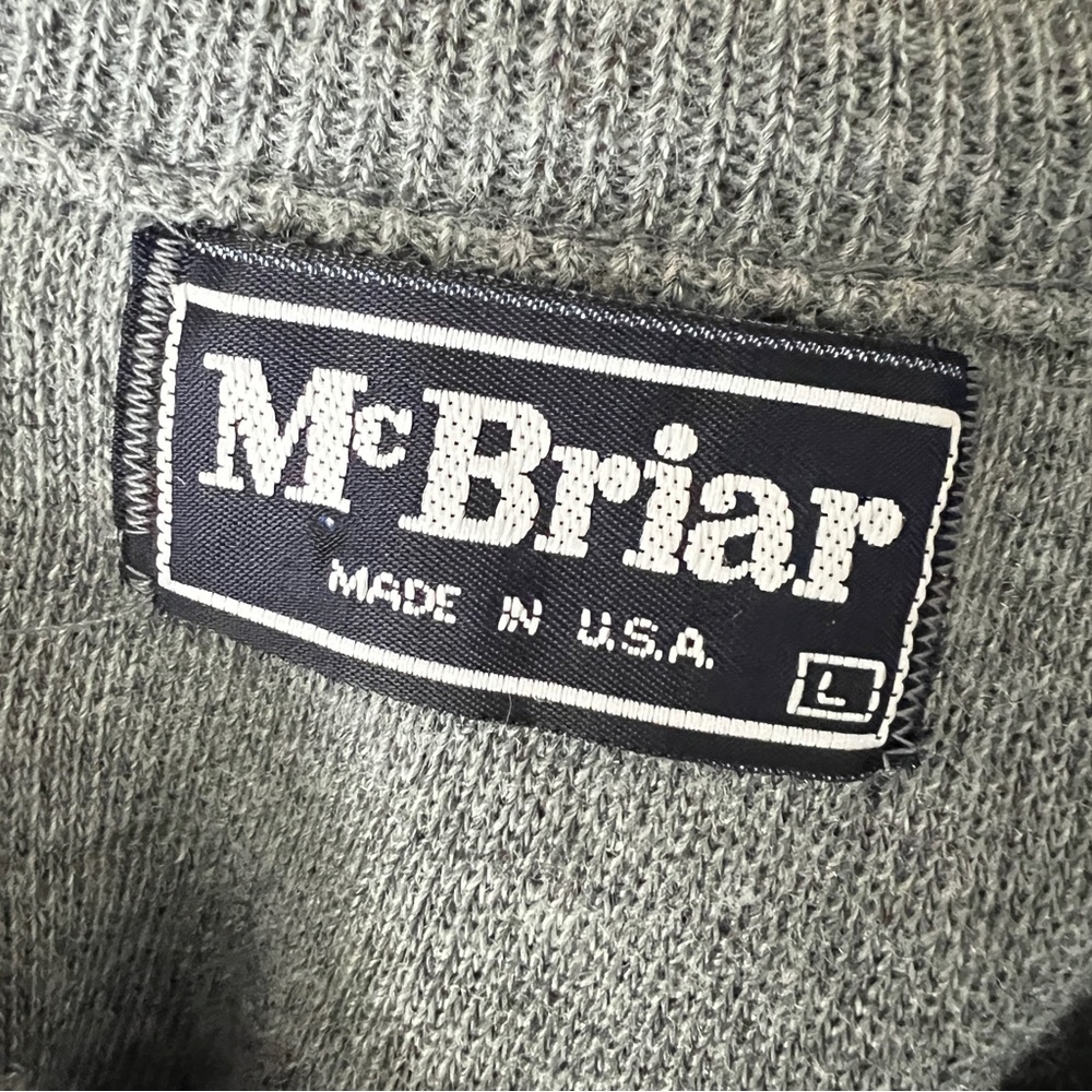 Vintage McBriar Golf Sweater V-Neck Pullover Gray Embroidered Unisex  L - Picture 5 of 7